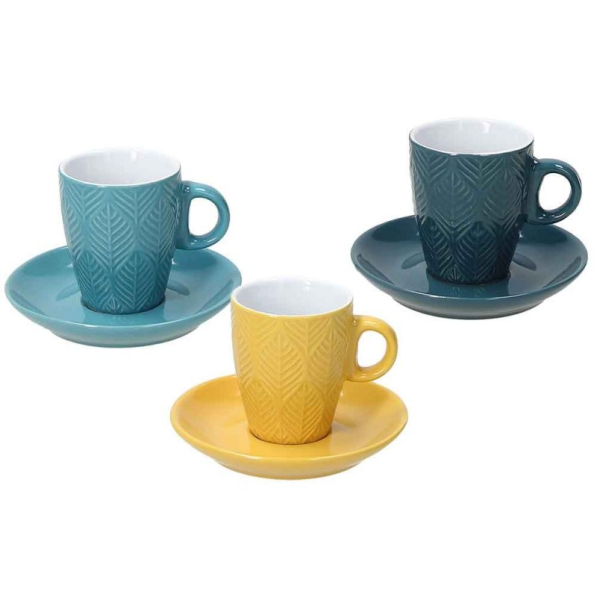 TOGNANA Maya 90 ml 6 szt. - filiżanki do espresso porcelanowe ze spodkami