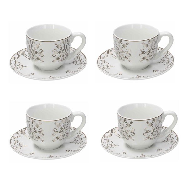 TOGNANA Retro 300 ml 4 szt. - filiżanki do kawy i herbaty porcelanowe ze spodkami