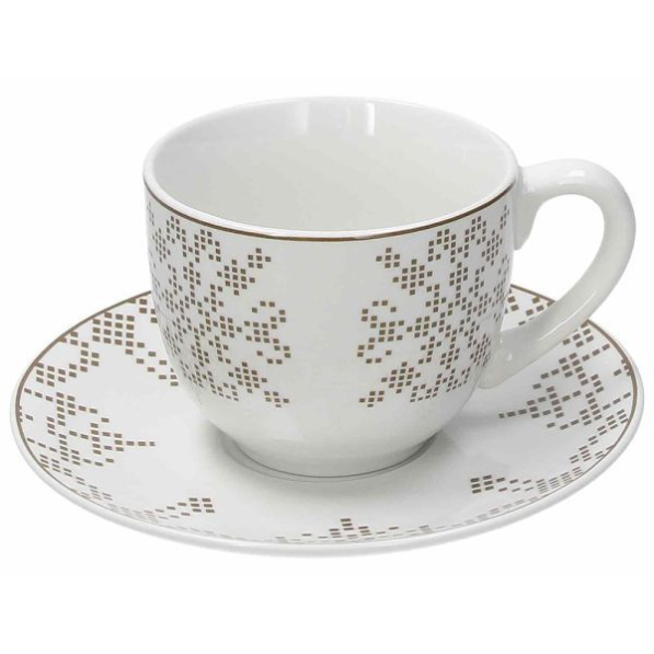 TOGNANA Retro 300 ml 4 szt. - filiżanki do kawy i herbaty porcelanowe ze spodkami