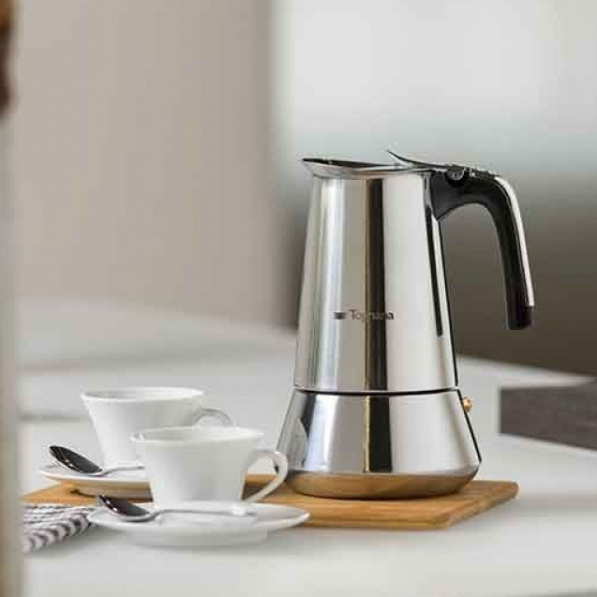 TOGNANA Riflex na 2 filiżanki espresso (2 tz) - kawiarka ze stali nierdzewnej ciśnieniowa