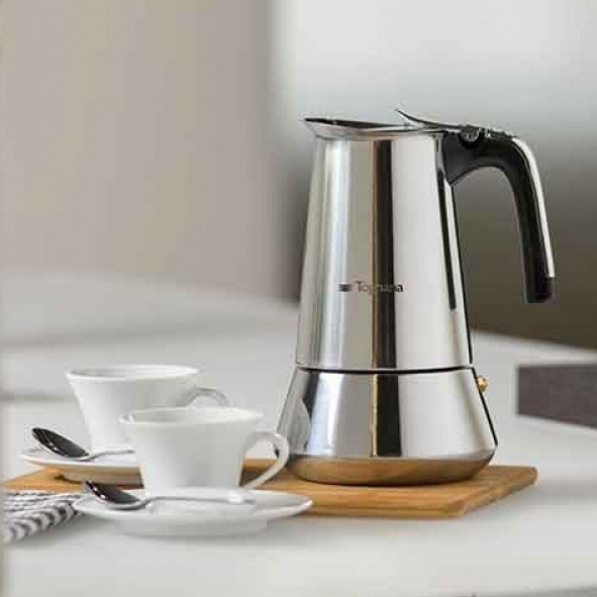 TOGNANA Riflex na 4 filiżanki espresso (4 tz) - kawiarka ze stali nierdzewnej ciśnieniowa
