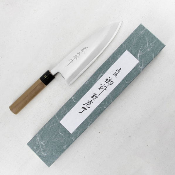 TOJIRO Aogami Damascus 21 cm - nóż Deba ze stali węglowej