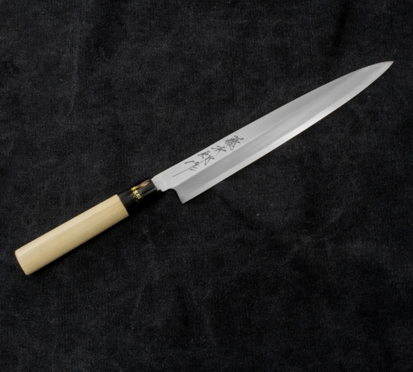TOJIRO Aogami Slanted 24 cm jasnobrązowy - nóż Sashimi ze stali nierdzewnej 