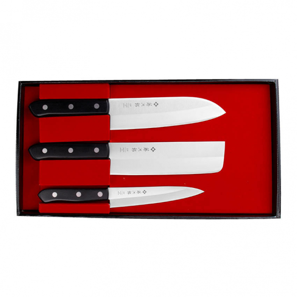 TOJIRO DP3 Eco 3 szt. czarne - noże kuchenne ze stali nierdzewnej