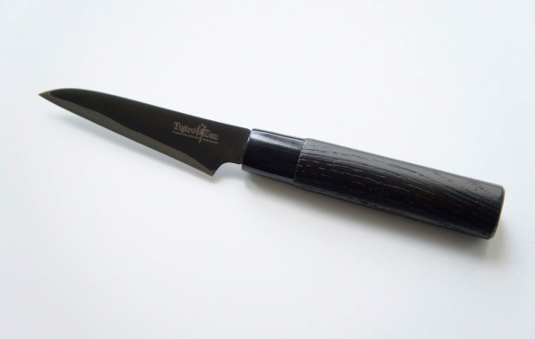 TOJIRO Zen Black 9 cm brązowy - nóż do obierania warzyw i owoców stalowy
