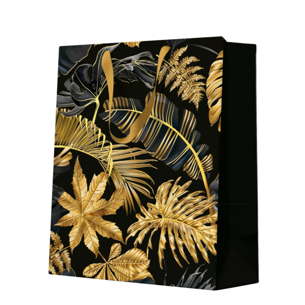 Torebka na prezenty papierowa PAW GOLD LEAVES 20 x 25 cm