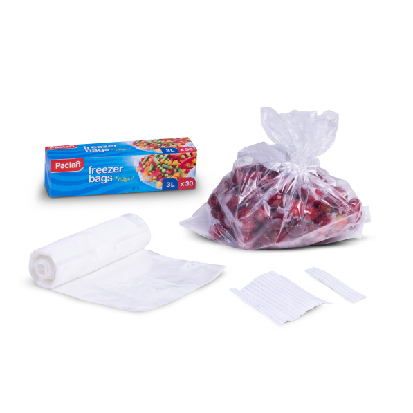 Torebki na mrożonki z klipsami PACLAN 3 l 30 szt.