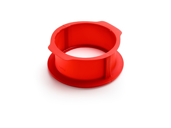 LEKUE Duo 18 cm czerwona - tortownica silikonowa z talerzem