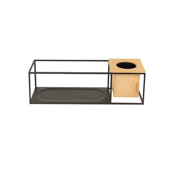 UMBRA Cubist S 38 x 11,4 cm czarna - półka na ścianę wisząca metalowa z doniczką 