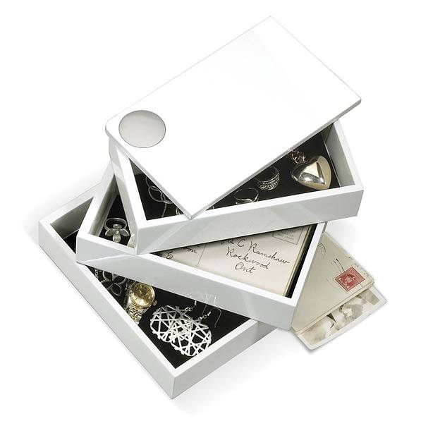 UMBRA Spindle biała - szkatułka na biżuterię drewniana