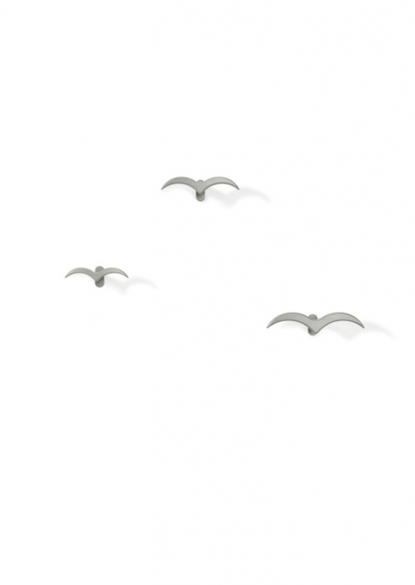 UMBRA Alouette Birds 3 szt. srebrne - wieszaki ścienne metalowe