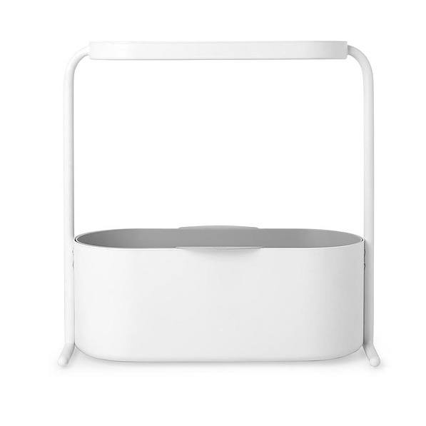 UMBRA Giardino 34 cm biała - doniczka / osłonka na kwiaty metalowa z tacą do podlewania