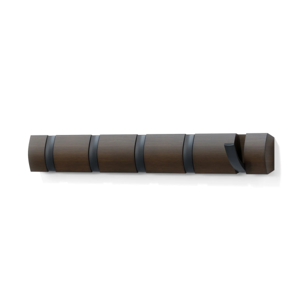 UMBRA Flip 5 ciemnobrązowy - wieszak ścienny drewniany 
