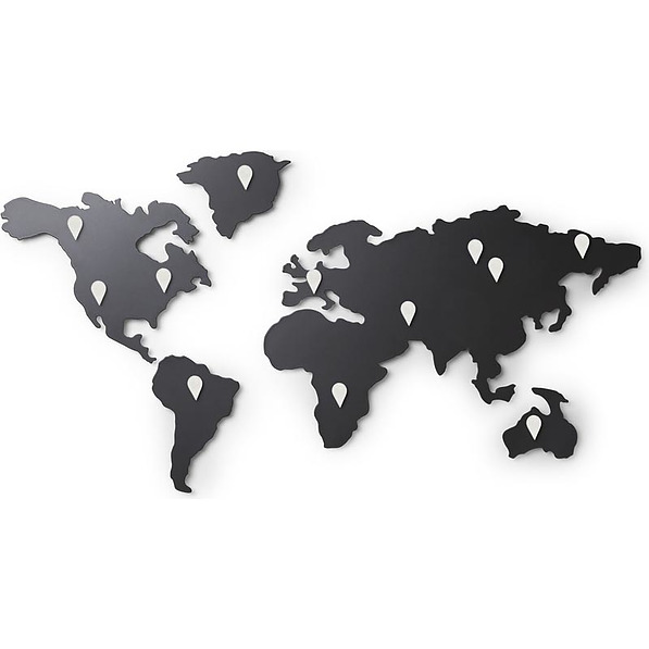 UMBRA Mappit Mapa Świata czarna - naklejka na ścianę ozdobna metalowa