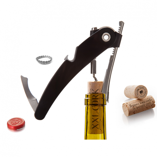 VACU VIN Single Pull Corkscrew czarny - korkociąg / otwieracz do wina metalowy