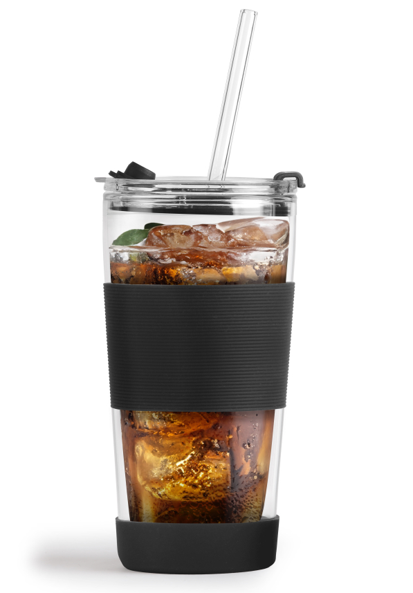 VIALLI DESIGN Fuori 600 ml - kubek termiczny ze słomką szklany