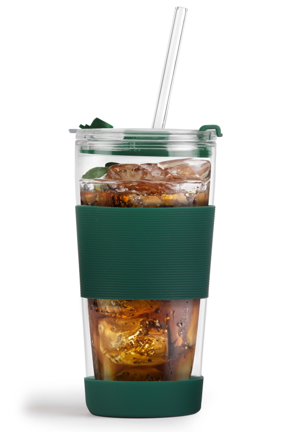 VIALLI DESIGN Fuori 600 ml - kubek termiczny ze słomką szklany