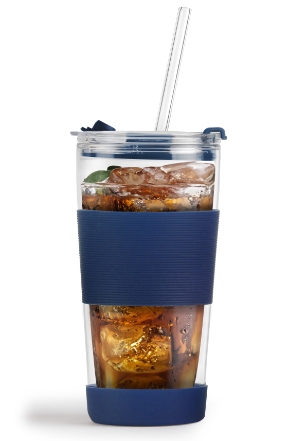 VIALLI DESIGN Fuori 600 ml - kubek termiczny ze słomką szklany