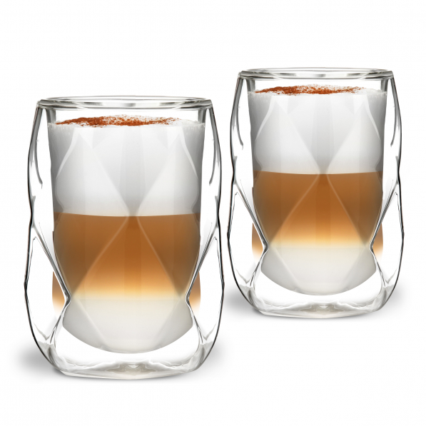 VIALLI DESIGN Geo 350 ml 2 szt. - szklanki do kawy i herbaty szklane z podwójnymi ściankami