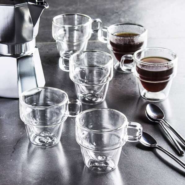 VIALLI DESIGN Senso 150 ml 6 szt. - szklanki do espresso termiczne z podwójnymi ściankami szklane