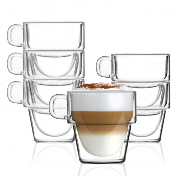 VIALLI DESIGN Senso 280 ml 6 szt. - szklanki do kawy i herbaty termiczne z podwójnymi ściankami szklane