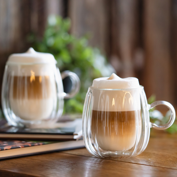 VIALLI DESIGN Tulip 250 ml 2 szt. - szklanki do latte termiczne z podwójnymi ściankami szklane