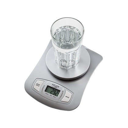 ADLER Scale srebrna - waga kuchenna elektroniczna plastikowa z miską
