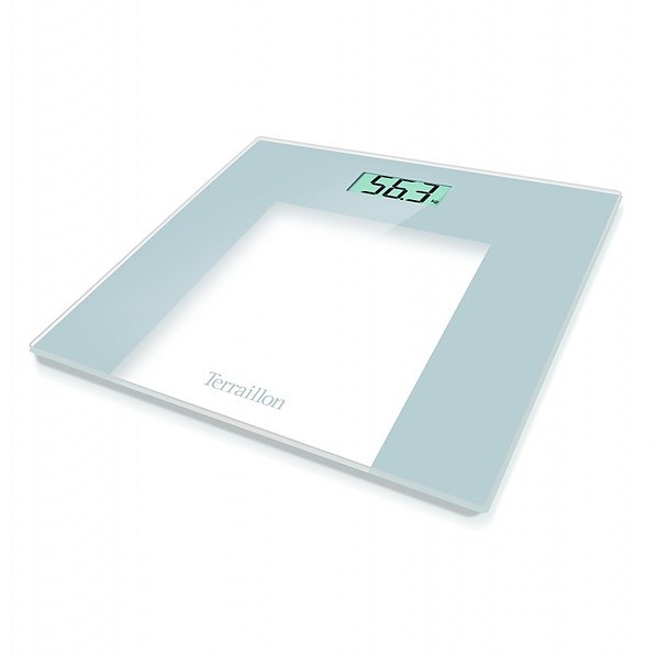 Waga łazienkowa elektroniczna szklana TERRAILLON SALLE BŁĘKITNA 30 x 30 cm