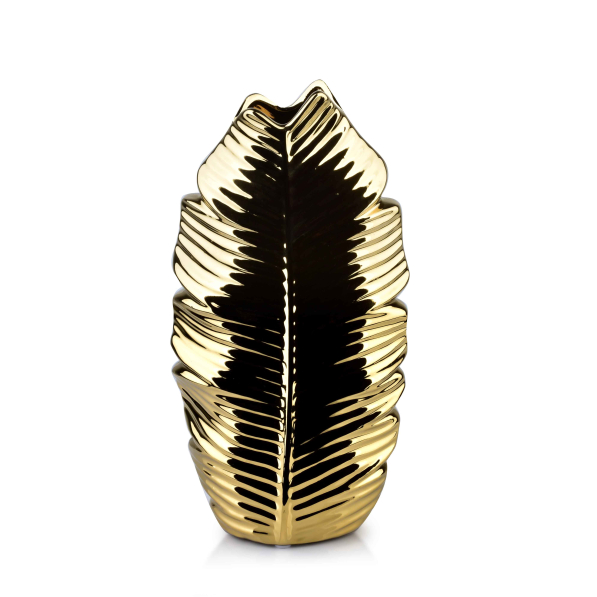 Wazon na kwiaty ceramiczny MONDEX LEAF GOLD 28 cm
