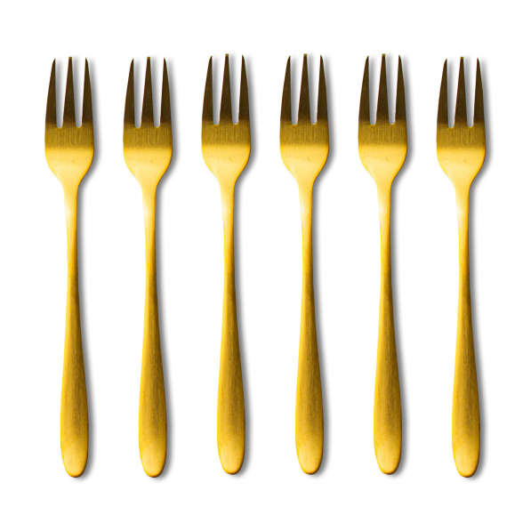 Widelczyki do ciasta ze stali nierdzewnej EXCELLENT HOUSEWARE ZŁOTE 14,5 cm 6 szt.
