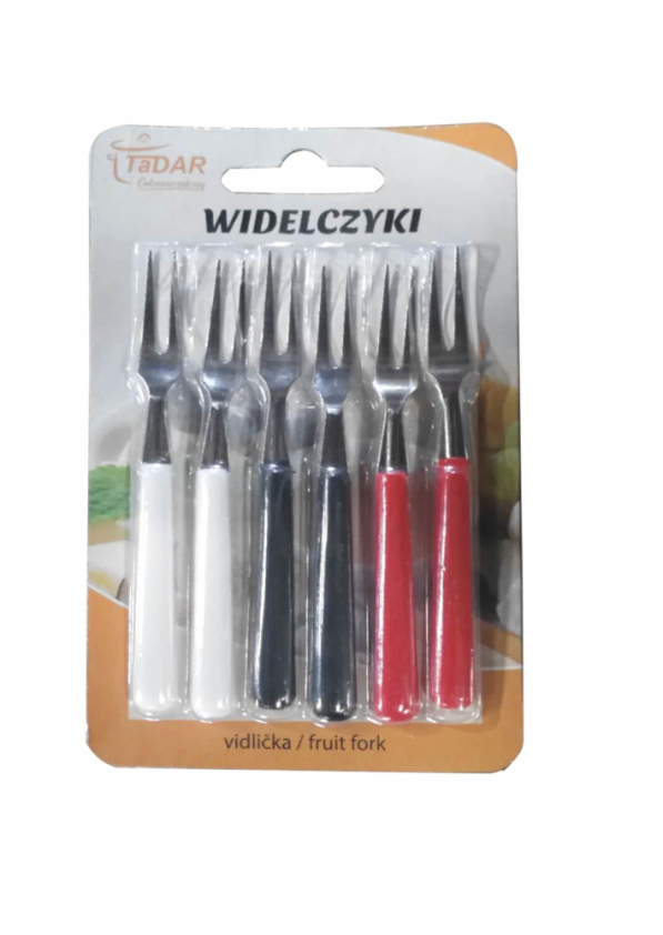 Widelczyki do przekąsek stalowe FRUIT FORK WIELOKOLOROWE 6 szt.