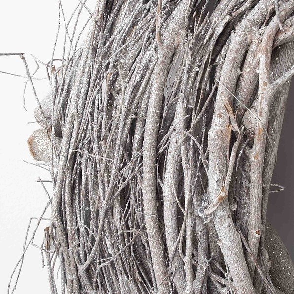 Wieniec świąteczny wiklinowy WREATH BIAŁY 30 cm