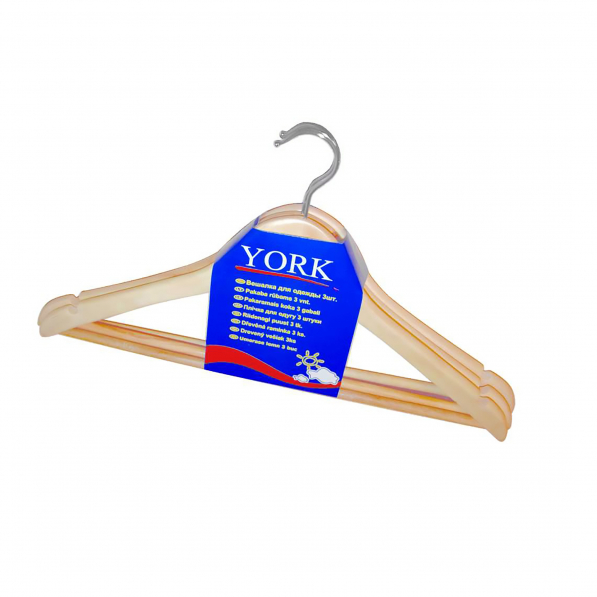 Wieszaki na ubrania drewniane YORK WOODEN HANGER BRĄZOWE 3 szt.