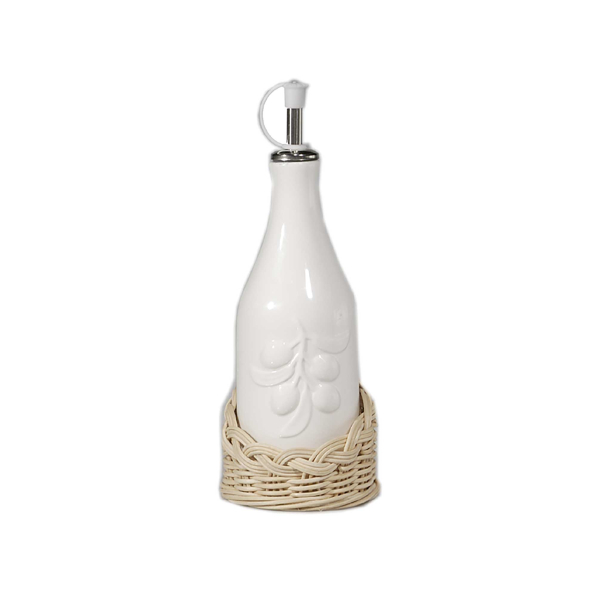 LA PORCELLANA BIANCA Midollino 8,5 cm - wiklinowy koszyk / podstawka na butelkę na oliwę lub ocet