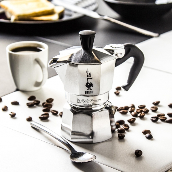 BIALETTI Moka Express na 1 filiżankę espresso (1 tz) - włoska kawiarka aluminiowa ciśnieniowa