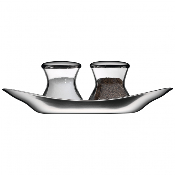 WMF Wagenfeld - solniczka i pieprzniczka szklane na stojaku 