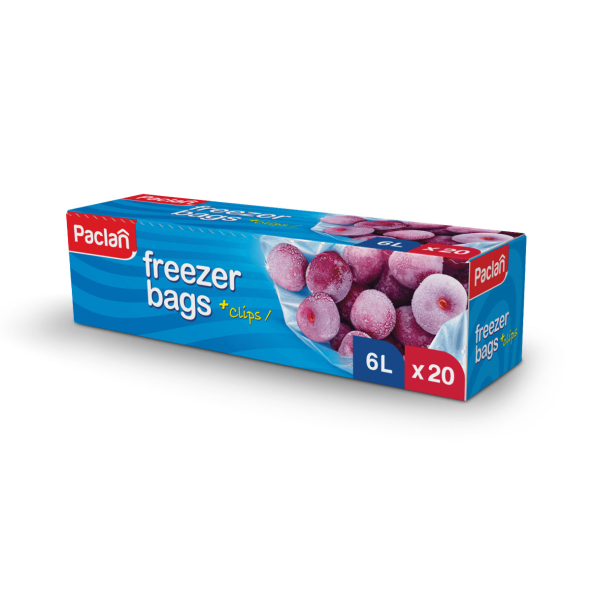 Woreczki do mrożenia z klipsami PACLAN 6 l 20 szt.