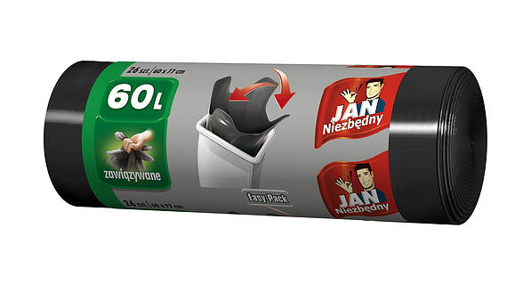 JAN NIEZBĘDNY Easy Pack 60 l 26 szt. czarne - worki na śmieci zawiązywane