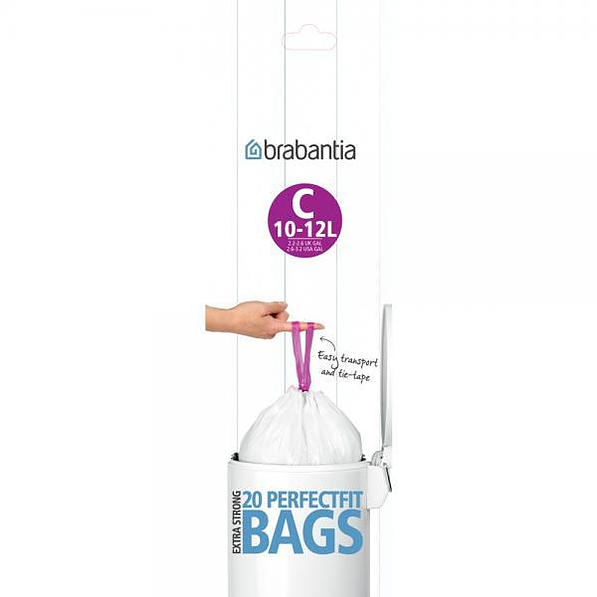 BRABANTIA Bagsy C białe 12 l 20 szt. (245343) - worki na śmieci plastikowe z taśmą