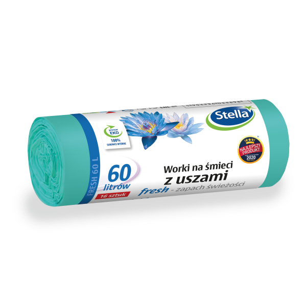 Worki na śmieci z uszami STELLA FRESH 60 l 16 szt.