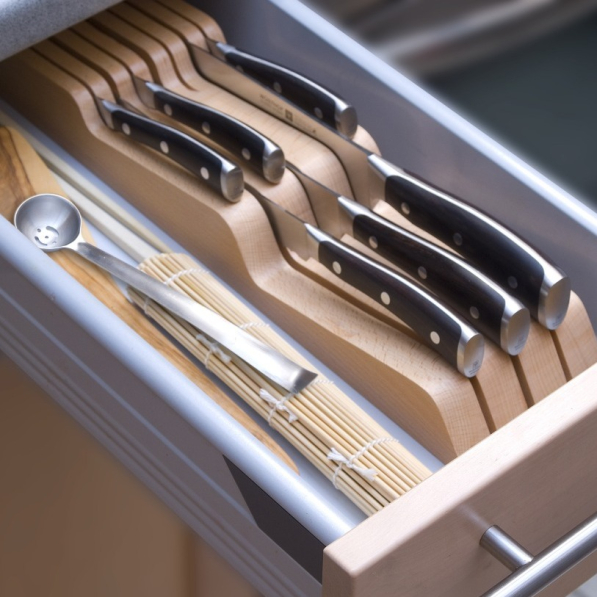 WUSTHOF 43 x 10 cm - organizer / wkład do szuflady na noże z drewna bukowego