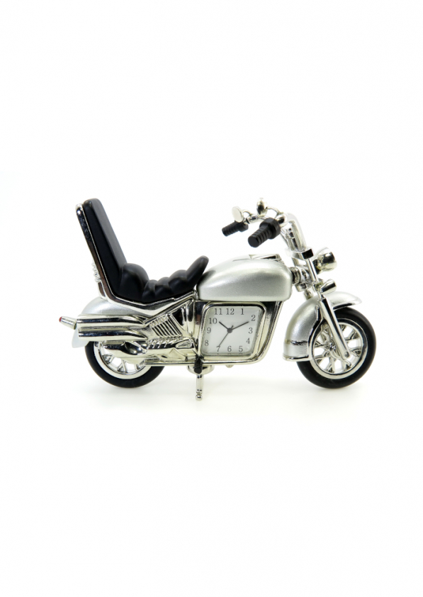 Zegar motocykl metalowy MOTORCYCLE SREBRNY 7 cm