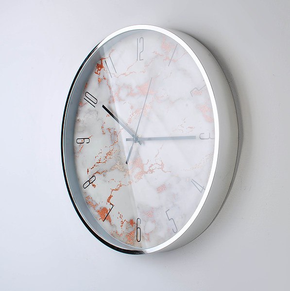 Zegar ścienny szklany MONDEX MARMUREK SZARO-BEŻOWY 40,6 cm 