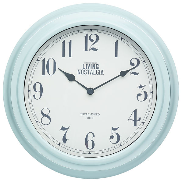 Zegar ścienny szklany KITCHEN CRAFT LIVING NOSTALGIA MIĘTOWY 25,5 cm