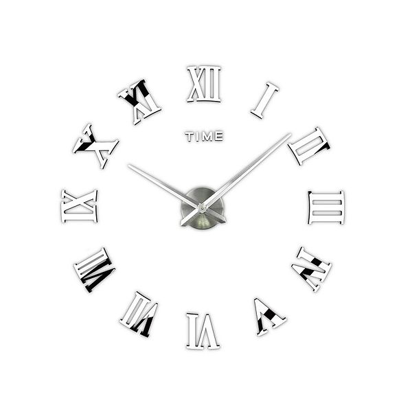 Zegar ścienny naklejany z tworzywa sztucznego PORFIRIO SREBRNY 