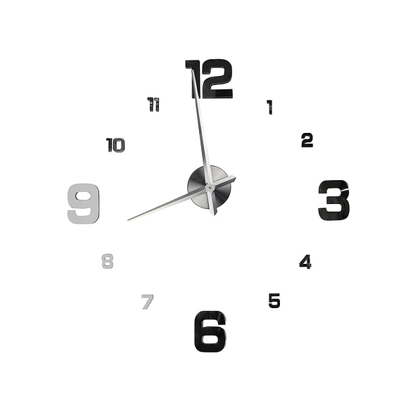 Zegar ścienny naklejany z tworzywa sztucznego VICENTE SREBRNY 