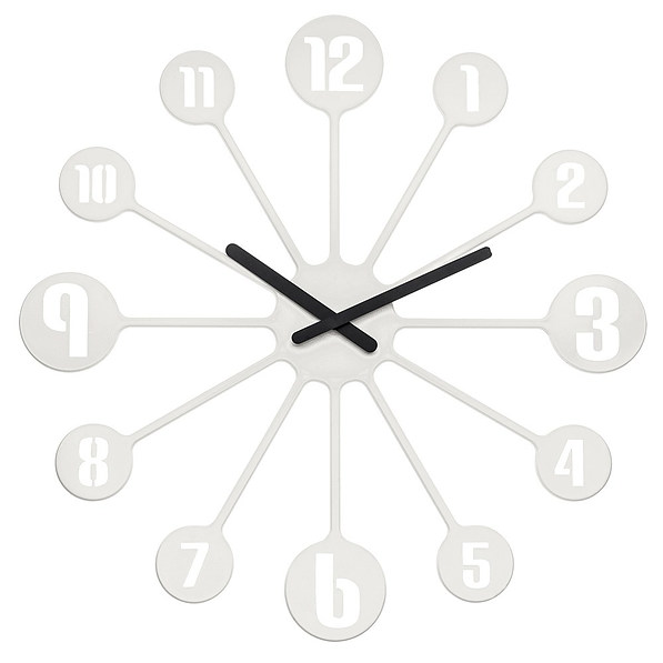 KOZIOL Pinball biały 24 cm - zegar ścienny plastikowy