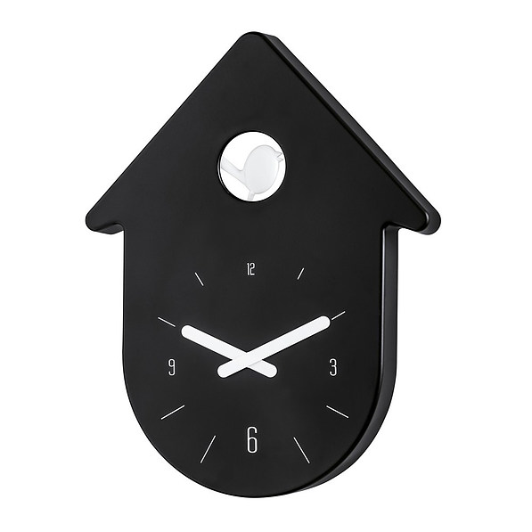 KOZIOL Toc Toc czarny 30,5 x 24 cm - zegar ścienny plastikowy