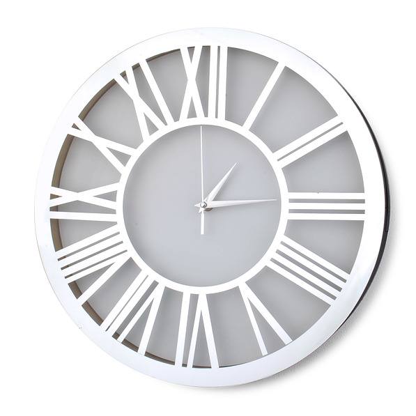 Zegar ścienny szklany CLARA SILVER II BIAŁY 40 cm