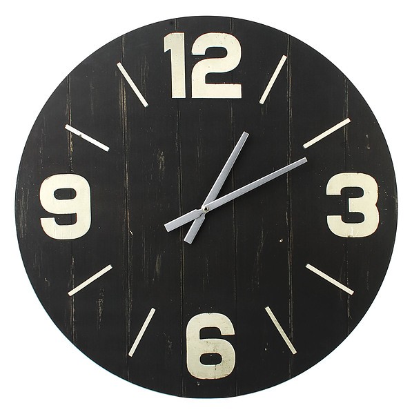 Zegar ścienny z płyty MDF MONDEX BLACK WOOD CZARNY 60 cm